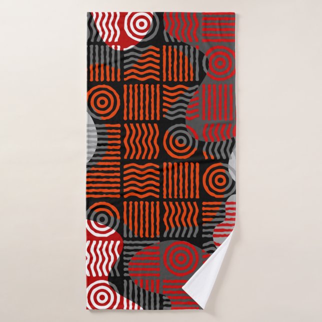 Brown tribal geometric background in block patchwo bath towel (Bath Towel)