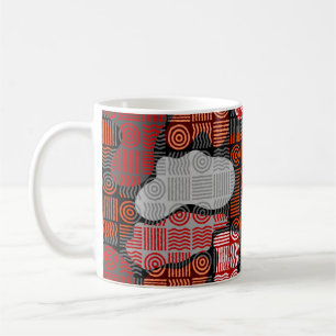 Brown tribal geometric background in block patchwo coffee mug