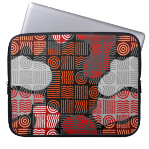 Brown tribal geometric background in block patchwo laptop sleeve