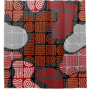 Brown tribal geometric background in block patchwo shower curtain
