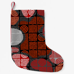Brown tribal geometric background in block patchwo small christmas stocking
