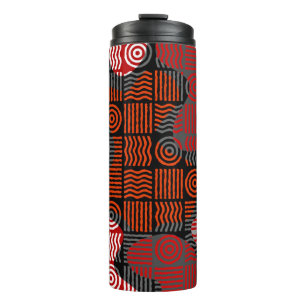 Brown tribal geometric background in block patchwo thermal tumbler