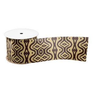Brown tribal pattern satin ribbon