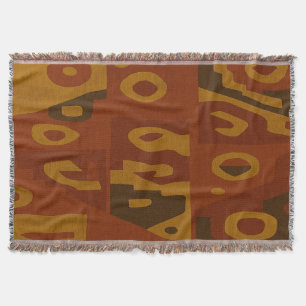Brown Tribal Pattern Throw Blanket