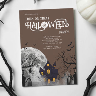 Brown Trick or Treat Kids Halloween Costume Party Invitation
