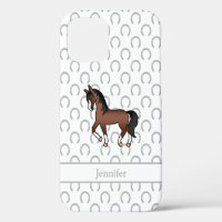 Brown Trotting Horse Cute Cartoon Illustration