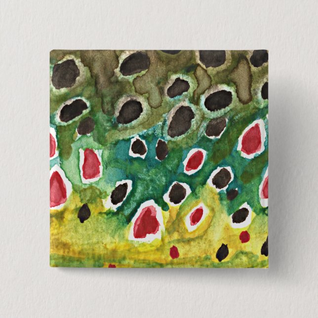 Brown Trout Fishing 15 Cm Square Badge (Front)