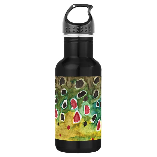 Brown Trout Fishing, Angling 532 Ml Water Bottle (Front)
