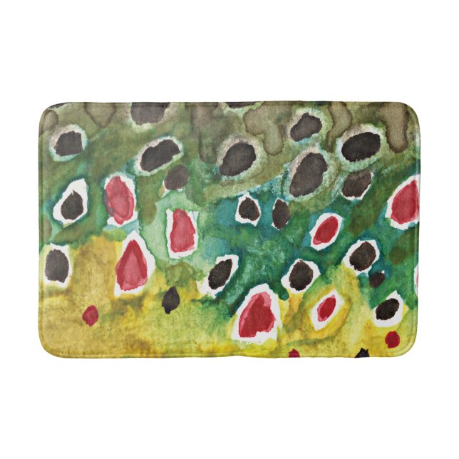 Brown Trout Fishing Bath Mat (Front)