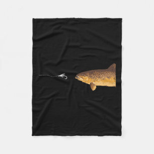 Brown Trout Fishing Hook Fisherman Angler Men Wome Fleece Blanket