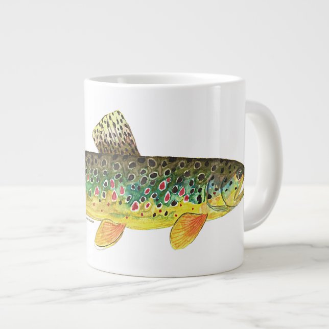 Brown Trout Fishing Large Coffee Mug (Front Right)