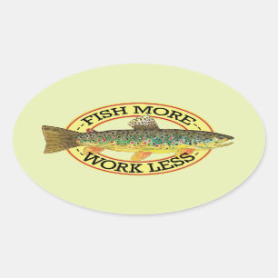 Brown Trout Fishing Oval Sticker