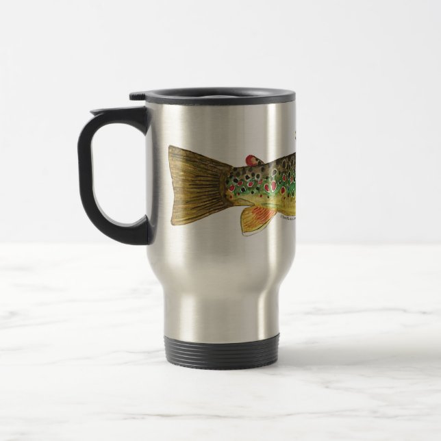 Brown Trout Fishing Travel Mug (Left)