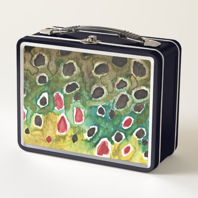 Brown Trout Fly Fishermans Metal Lunch Box (Front)
