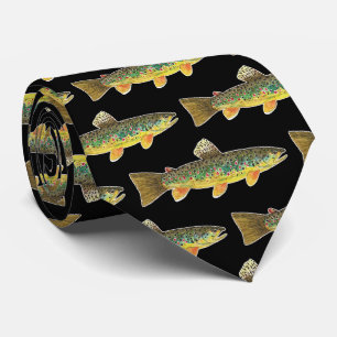 Brown Trout Fly Fishing Angler Fisherman's Black Tie