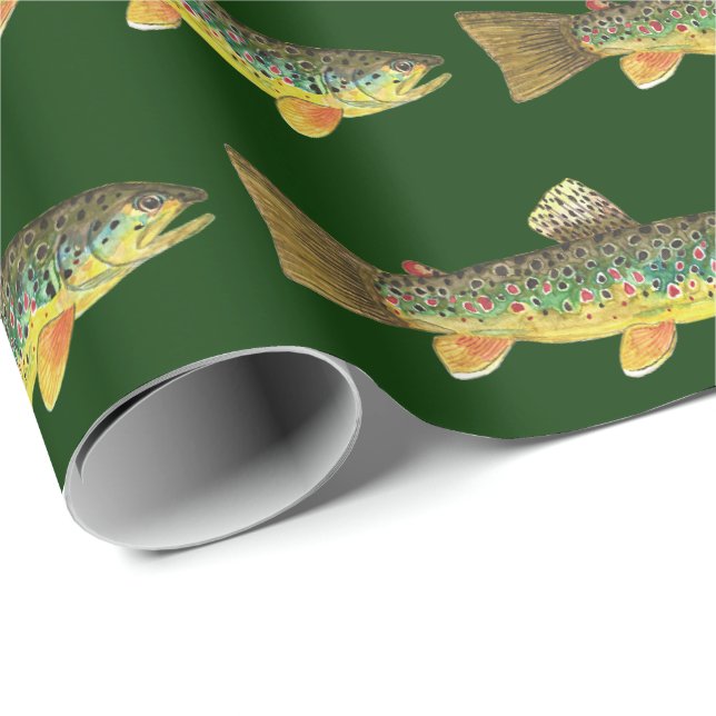 Brown Trout Fly Fishing Angler's Wrapping Paper (Roll Corner)