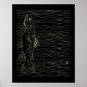Brown Trout Fly Fishing Dry Fly Tying Fisherman Poster