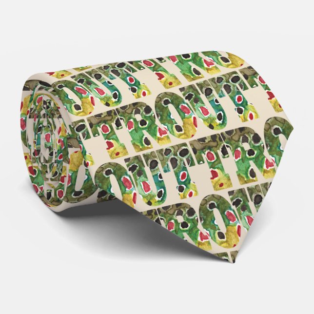 Brown Trout Fly Fishing Fisherman Ichthyology Tie (Rolled)