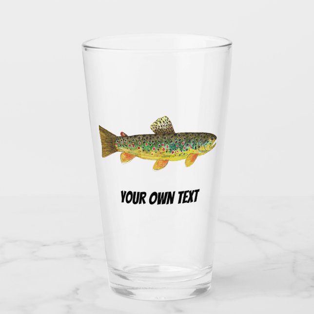 Brown Trout Fly Fishing Fisherman's Glass (Front)