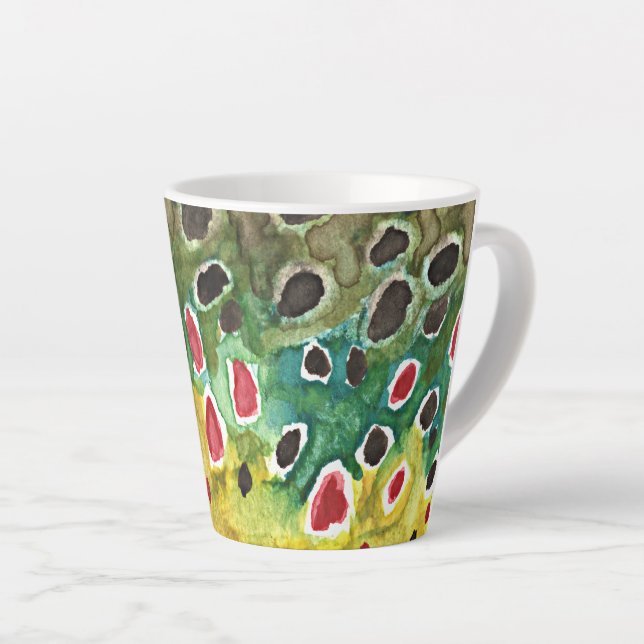 Brown Trout Fly Fishing for Him, for Her Latte Mug (Right Angle)