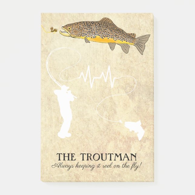 Brown Trout Fly Fishing Lure Post-it Notes (Front)