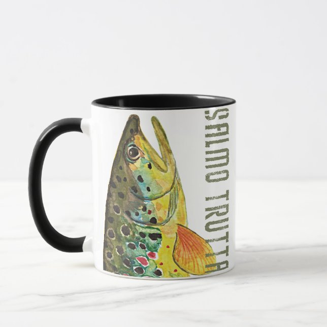 Brown Trout Ichthyology, Fishing, Fly Fishing Mug (Left)