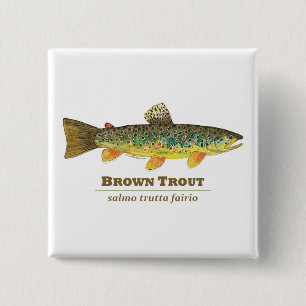 Brown Trout Latin Ichthyology 15 Cm Square Badge