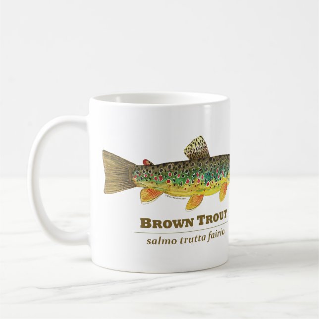 Brown Trout Latin Ichthyology Coffee Mug (Left)