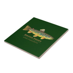Brown Trout Latin Ichthyology Tile