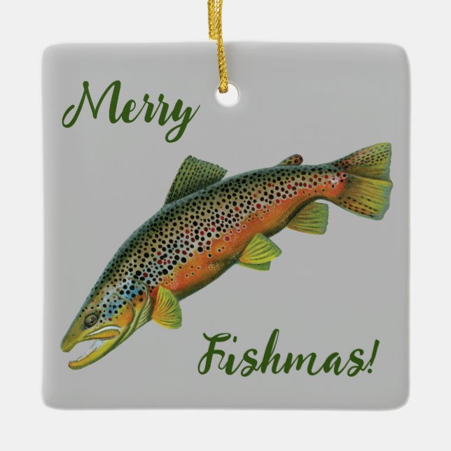 Brown Trout Merry Fishmas Ornament (Front)