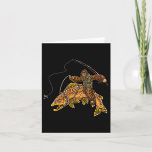 Brown Trout River Fishing Bigfoot Hunting Fisherme Card
