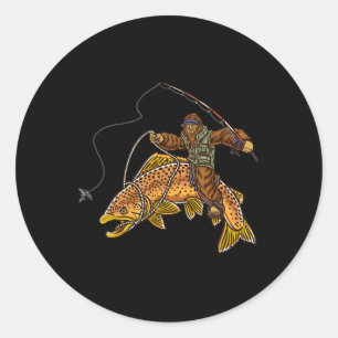 Brown Trout River Fishing Bigfoot Hunting Fisherme Classic Round Sticker