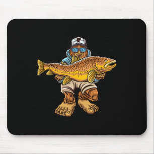 Brown Trout River Fishing Bigfoot Hunting Fisherme Mouse Mat