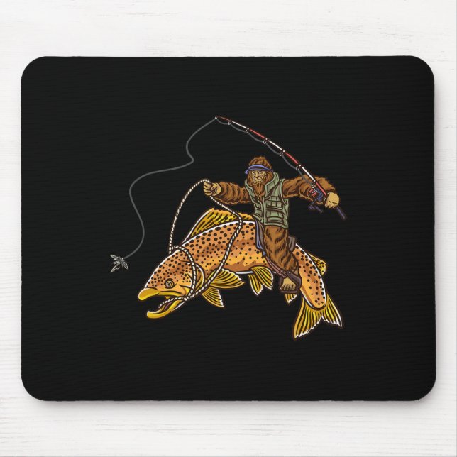 Brown Trout River Fishing Bigfoot Hunting Fisherme Mouse Mat (Front)