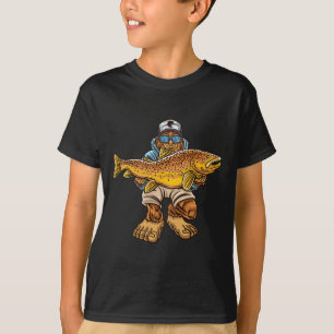 Brown Trout River Fishing Bigfoot Hunting Fisherme T-Shirt