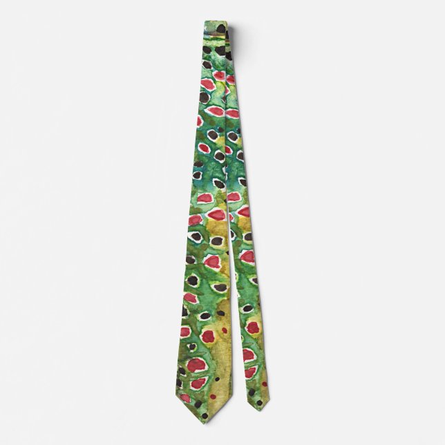 Brown Trout Skin Fly Fishing Fisherman's Colourful Tie (Front)