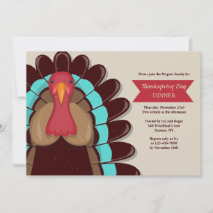 Brown Turkey Thanksgiving Invitation