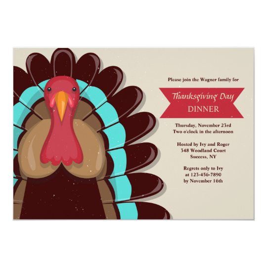 Brown Turkey Thanksgiving Invitation