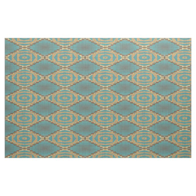 Brown Turquoise Blue Green Taupe Beige Ethnic Look Fabric (Fat Quarter)