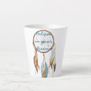 Brown Turquoise Dream Catcher Latte Mug
