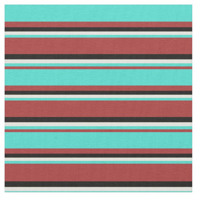 Brown, Turquoise, Light Yellow, and Black Coloured Fabric (Close Up)