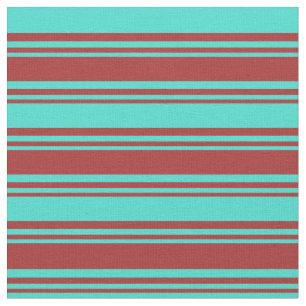 Brown & Turquoise Pattern of Stripes Fabric