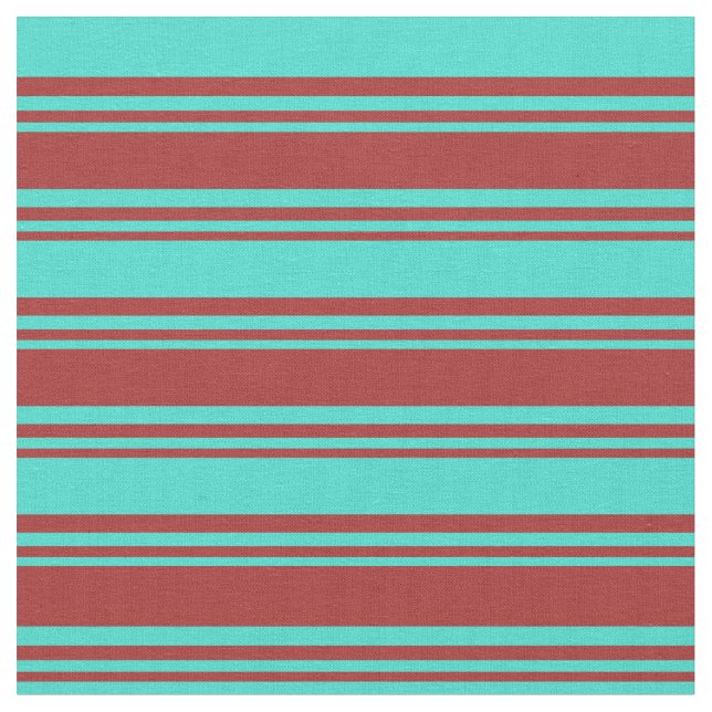Brown & Turquoise Pattern of Stripes Fabric (Close Up)