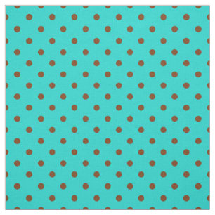 Brown Turquoise Spot Polka Dot Pattern Fabric