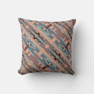 Brown Turquoise Terracotta Diagonal Large Mosaics Cushion