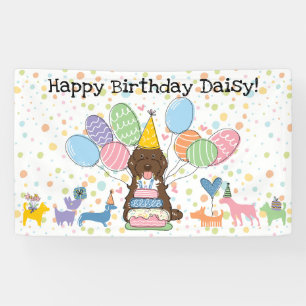 Brown Tuxedo Cockapoo Cavapoo Dog Birthday Party Banner