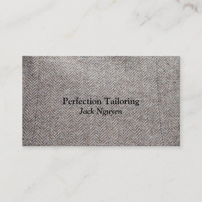 Brown tweed fabric business card (Front)