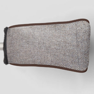 Brown tweed fabric golf head cover