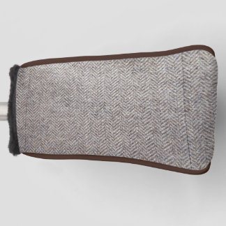 Brown tweed fabric golf head cover