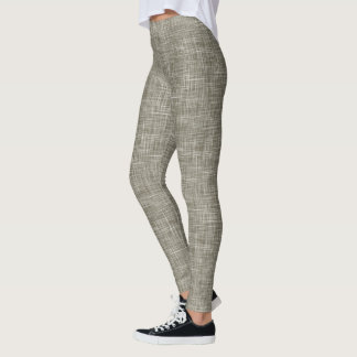 Brown Tweed Linen Pattern Leggings